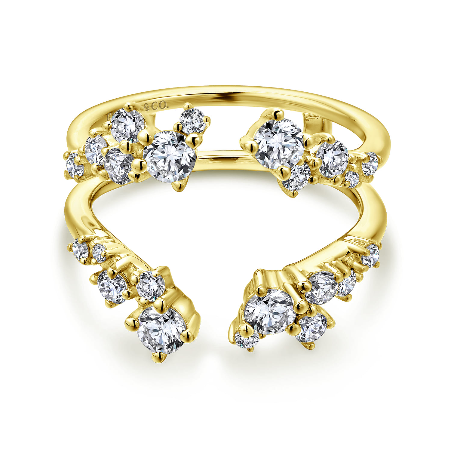 Enhancer Wedding Ring in 14k Yellow Gold with Round Natural Diamond at Gabriel & Co. - Shot 1