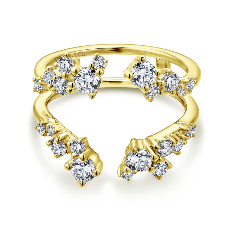 Enhancer Wedding Ring in 14k Yellow Gold with Round Natural Diamond at Gabriel & Co. - Shot 1