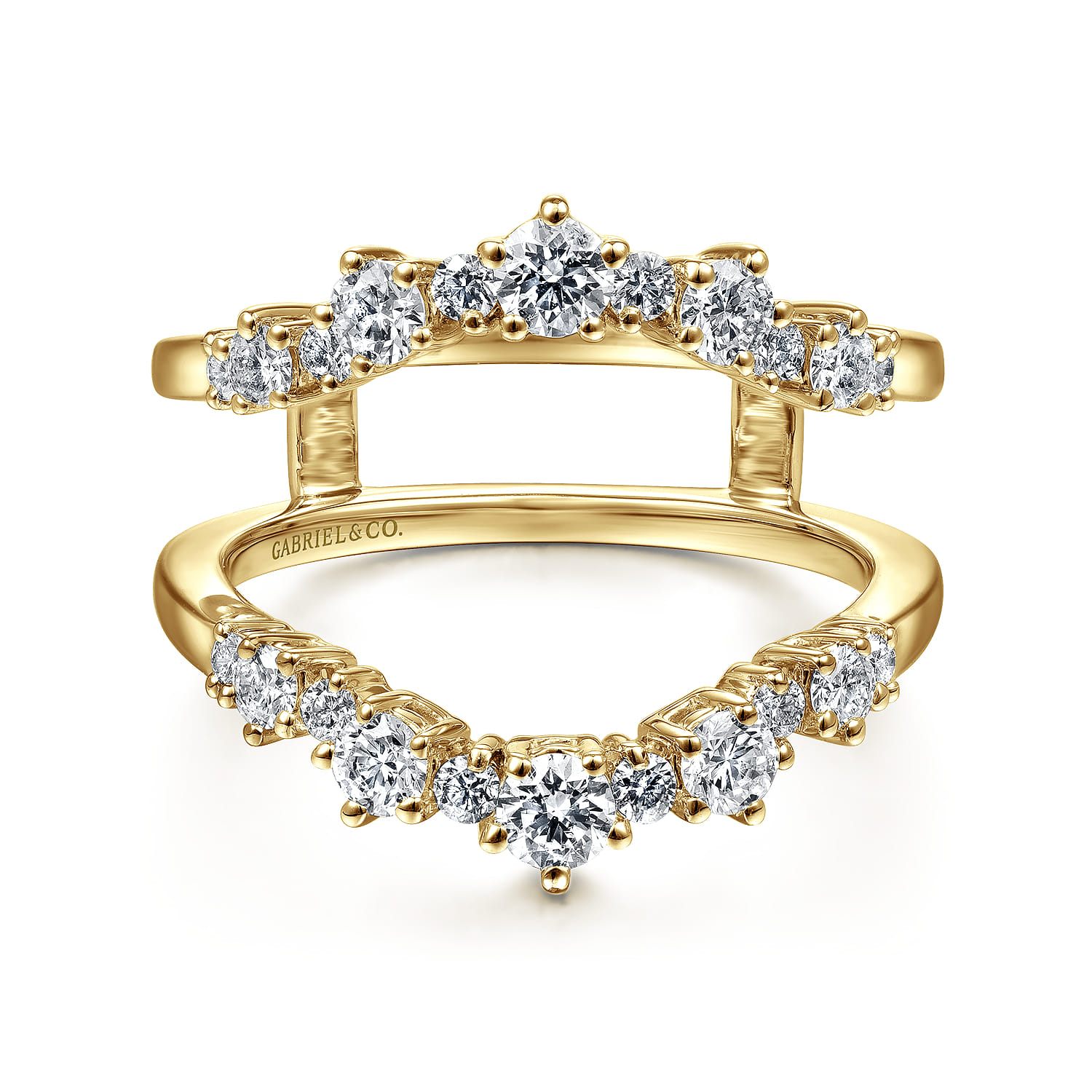 Enhancer Wedding Ring in 14k Yellow Gold with Round Natural Diamond at Gabriel & Co. - Shot 1