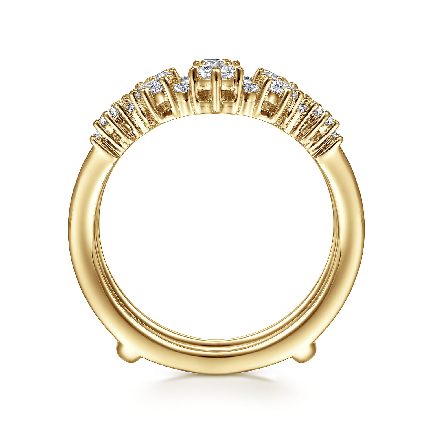 Enhancer Wedding Ring in 14k Yellow Gold with Round Natural Diamond at Gabriel & Co. - Shot 2