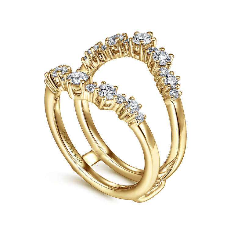 Enhancer Wedding Ring in 14k Yellow Gold with Round Natural Diamond at Gabriel & Co. - Shot 3