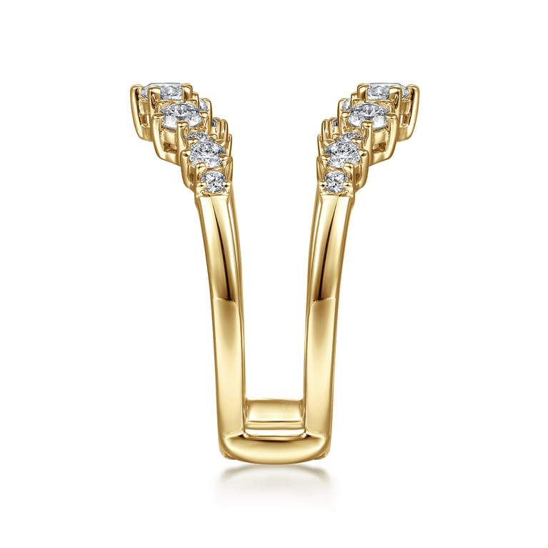 Enhancer Wedding Ring in 14k Yellow Gold with Round Natural Diamond at Gabriel & Co. - Shot 4