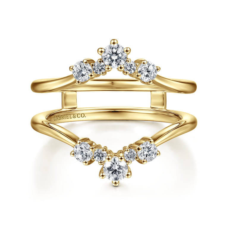 Enhancer Wedding Ring in 14k Yellow Gold with Round Natural Diamond at Gabriel & Co. - Shot 1