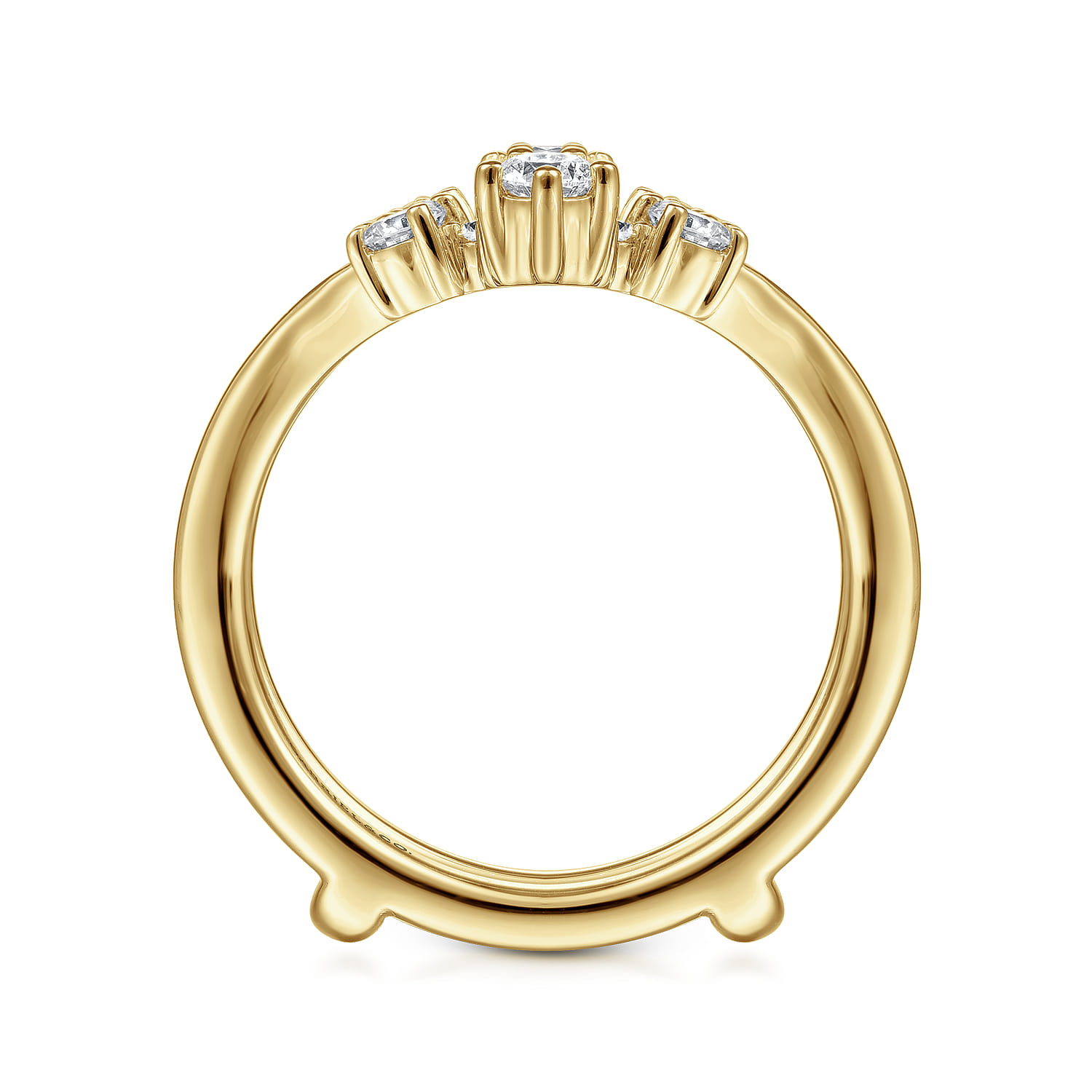 Enhancer Wedding Ring in 14k Yellow Gold with Round Natural Diamond at Gabriel & Co. - Shot 2