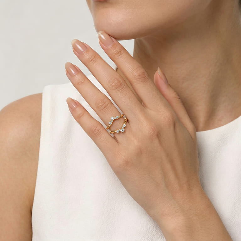 Enhancer Wedding Ring in 14k Yellow Gold with Round Natural Diamond at Gabriel & Co. - Shot 5