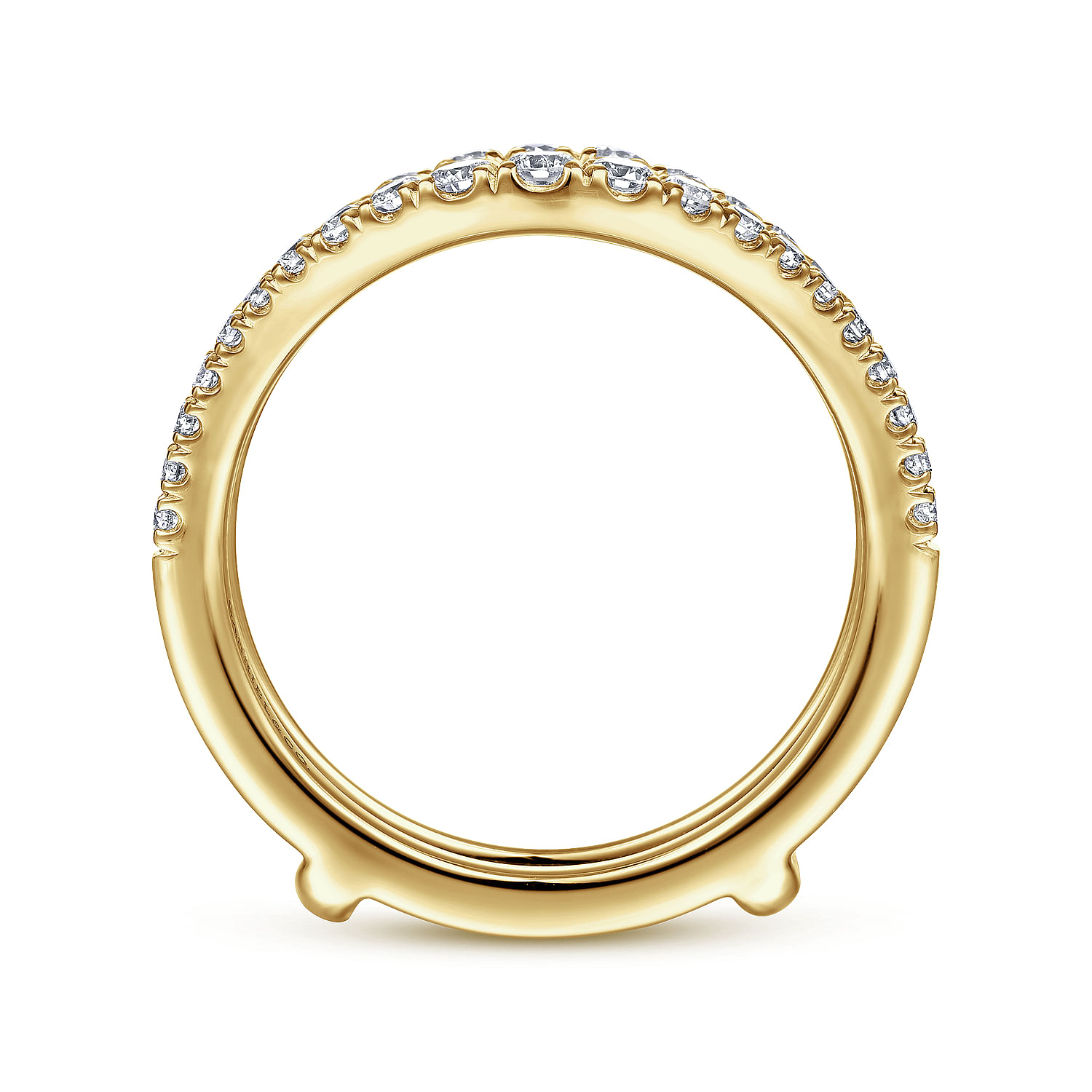 Enhancer Wedding Ring in 14k Yellow Gold with Round Natural Diamond at Gabriel & Co. - Shot 2