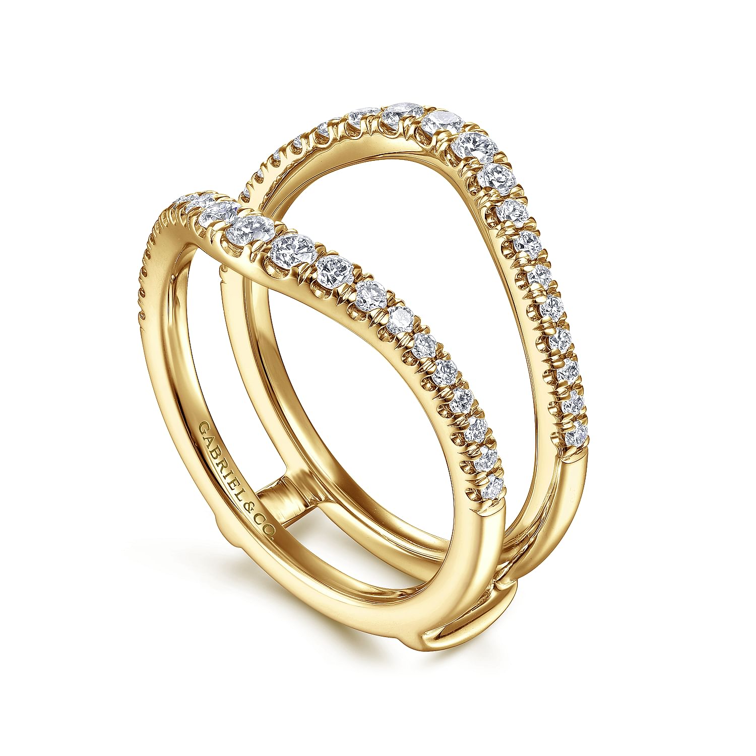 Enhancer Wedding Ring in 14k Yellow Gold with Round Natural Diamond at Gabriel & Co. - Shot 3