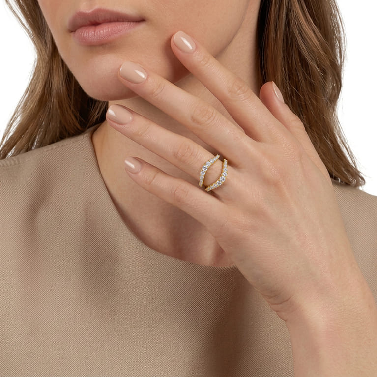 Enhancer Wedding Ring in 14k Yellow Gold with Round Natural Diamond at Gabriel & Co. - Shot 5