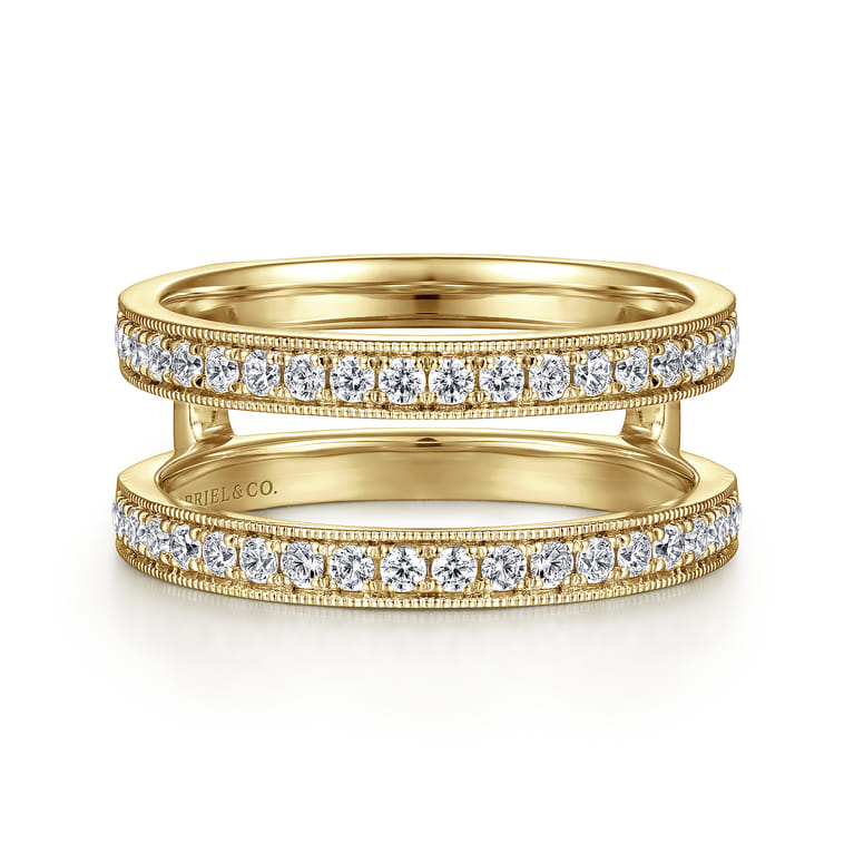 Enhancer Wedding Ring in 14k Yellow Gold with Round Natural Diamond at Gabriel & Co. - Shot 1