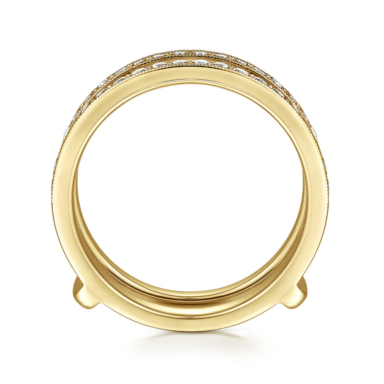 Enhancer Wedding Ring in 14k Yellow Gold with Round Natural Diamond at Gabriel & Co. - Shot 2