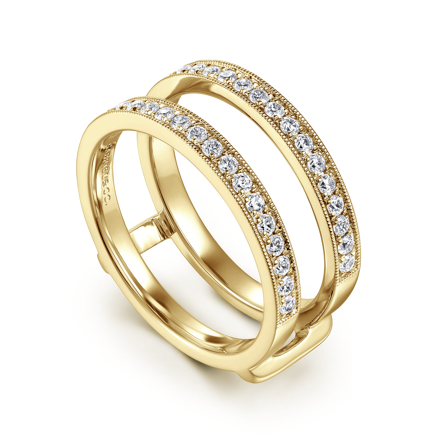 Enhancer Wedding Ring in 14k Yellow Gold with Round Natural Diamond at Gabriel & Co. - Shot 3