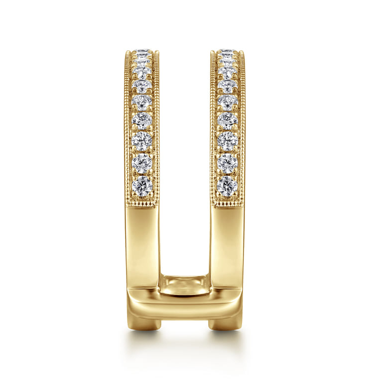 Enhancer Wedding Ring in 14k Yellow Gold with Round Natural Diamond at Gabriel & Co. - Shot 4
