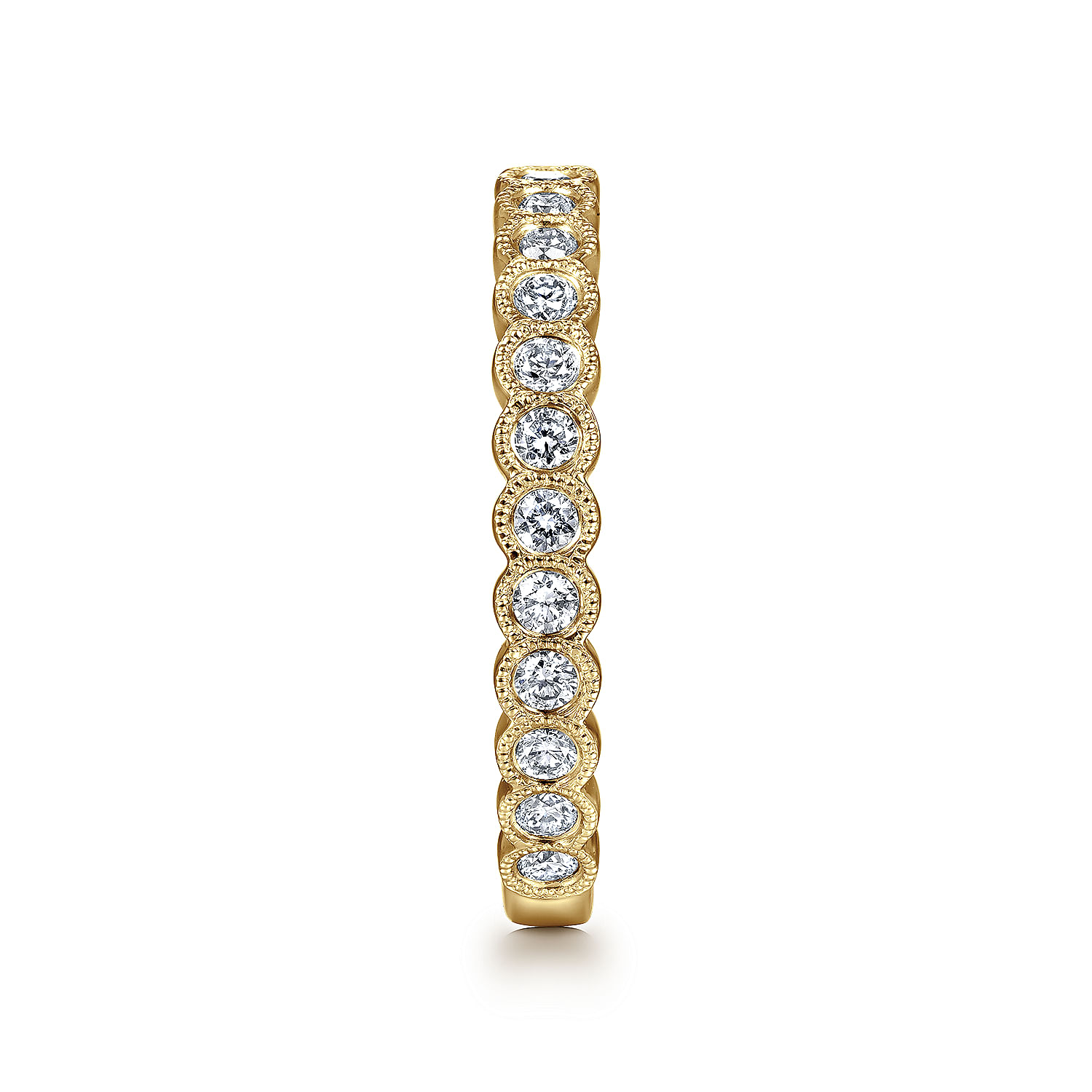 14K Yellow Gold Diamond Ring with Milgrain Bezel - 0.45 ct - Shot 4