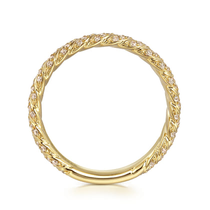 14K Yellow Gold Diamond Rope Stackable Ladies Ring