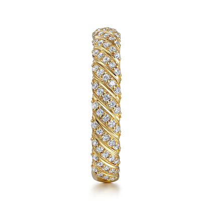 14K Yellow Gold Diamond Rope Stackable Ladies Ring