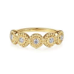 14K Yellow Gold Diamond Round Shape Bujukan Stackable Ring