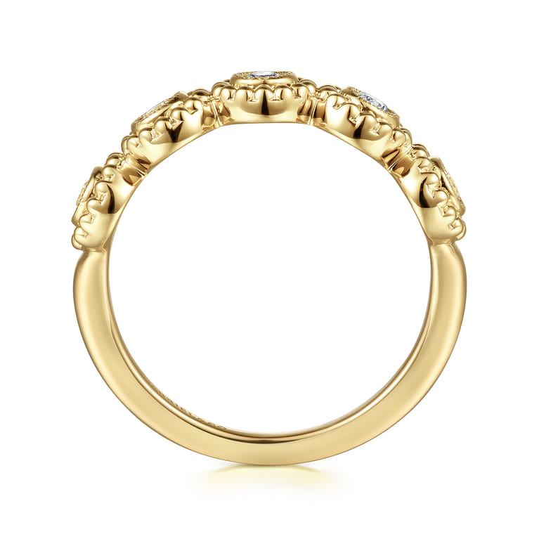 14K Yellow Gold Diamond Round Shape Bujukan Stackable Ring - 0.2 ct - Shot 2