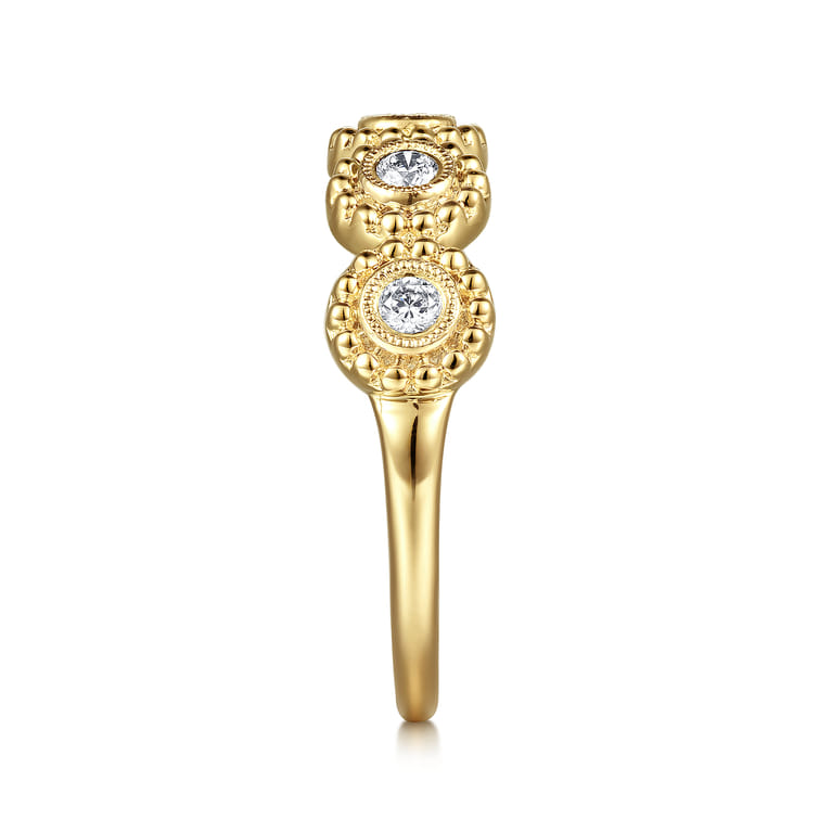 14K Yellow Gold Diamond Round Shape Bujukan Stackable Ring - 0.2 ct - Shot 4