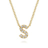 14K Yellow Gold Diamond S Initial Pendant Necklace - 0.06 ct