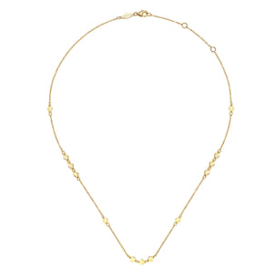 14K Yellow Gold Diamond Shaped Disc Station Necklace