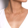 14K Yellow Gold Diamond Shaped Disc Station Necklace