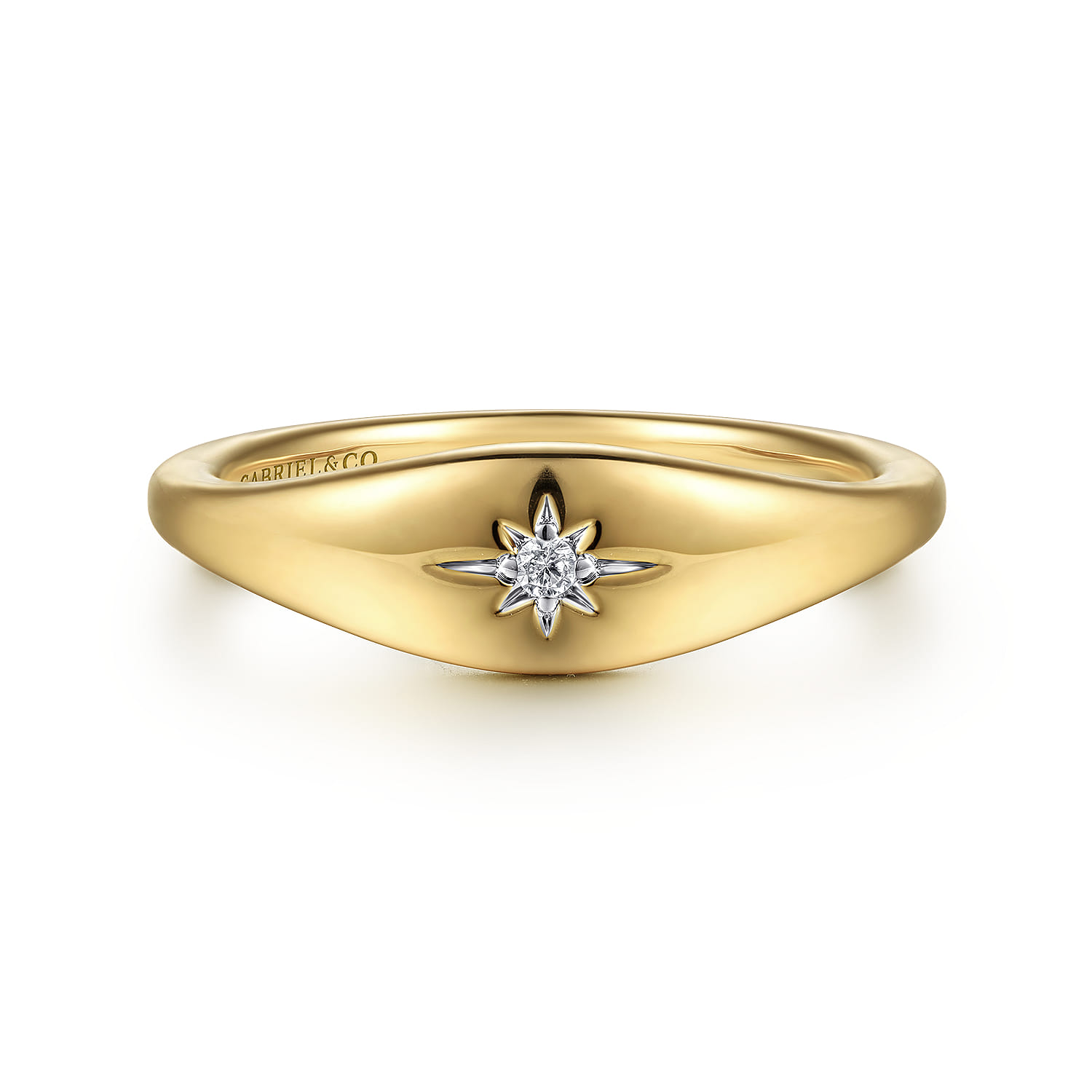 14K Yellow Gold Diamond Signet Ring