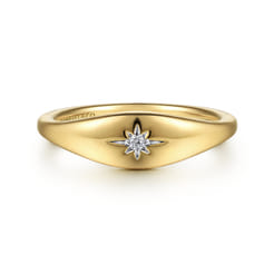 14K Yellow Gold Diamond Signet Ring