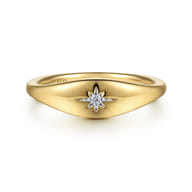14K Yellow Gold Diamond Signet Ring