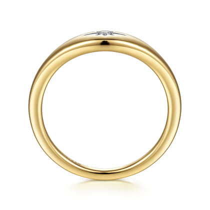 14K Yellow Gold Diamond Signet Ring