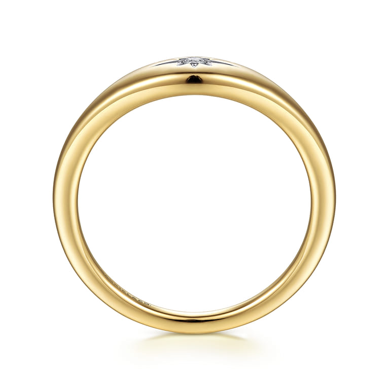 14K Yellow Gold Diamond Signet Ring - 0.02 ct - Shot 2
