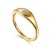14K Yellow Gold Diamond Signet Ring - 0.02 ct