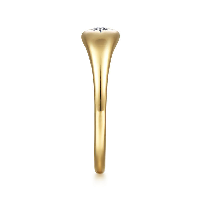 14K Yellow Gold Diamond Signet Ring - 0.02 ct - Shot 4