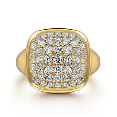 14K Yellow Gold Diamond Signet Ring