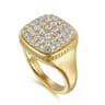 14K Yellow Gold Diamond Signet Ring - 1 ct