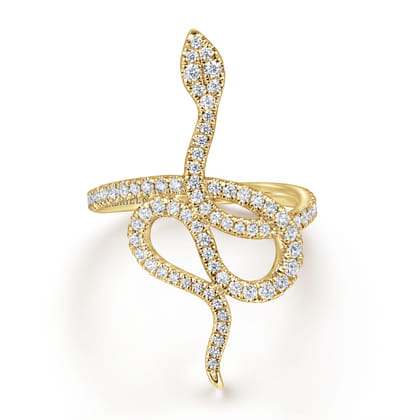 14K Yellow Gold Diamond Snake Ladies Ring