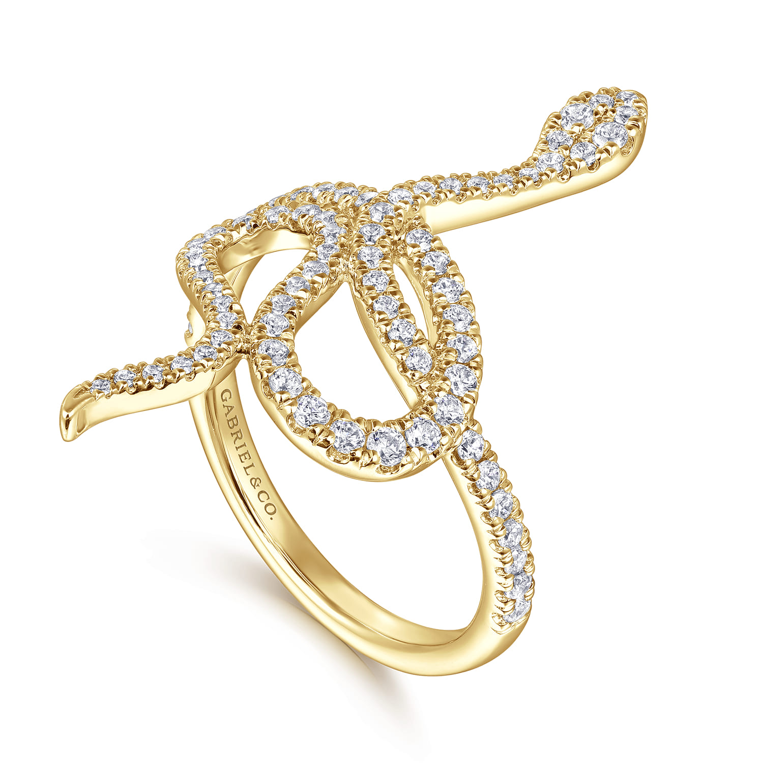 14K Yellow Gold Diamond Snake Ladies Ring - 0.53 ct - Shot 3
