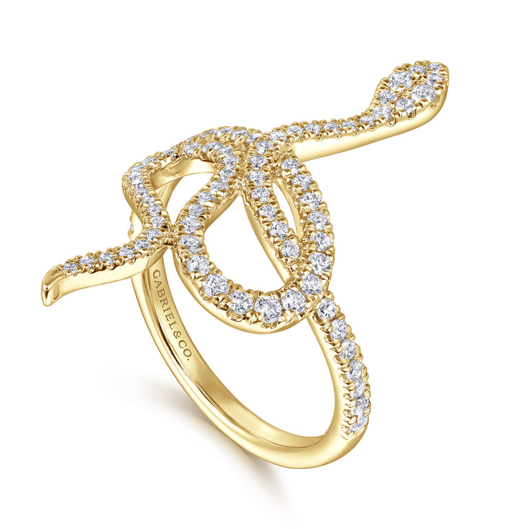14K Yellow Gold Diamond Snake Ladies Ring - 0.53 ct - Shot 3