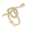 14K Yellow Gold Diamond Snake Ladies Ring - 0.53 ct