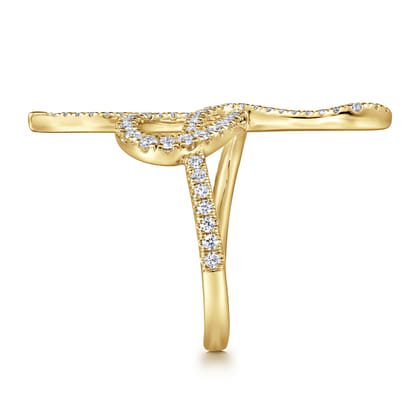 14K Yellow Gold Diamond Snake Ladies Ring