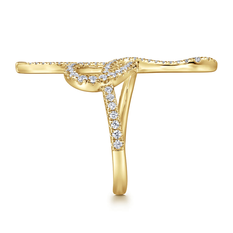 14K Yellow Gold Diamond Snake Ladies Ring - 0.53 ct - Shot 4