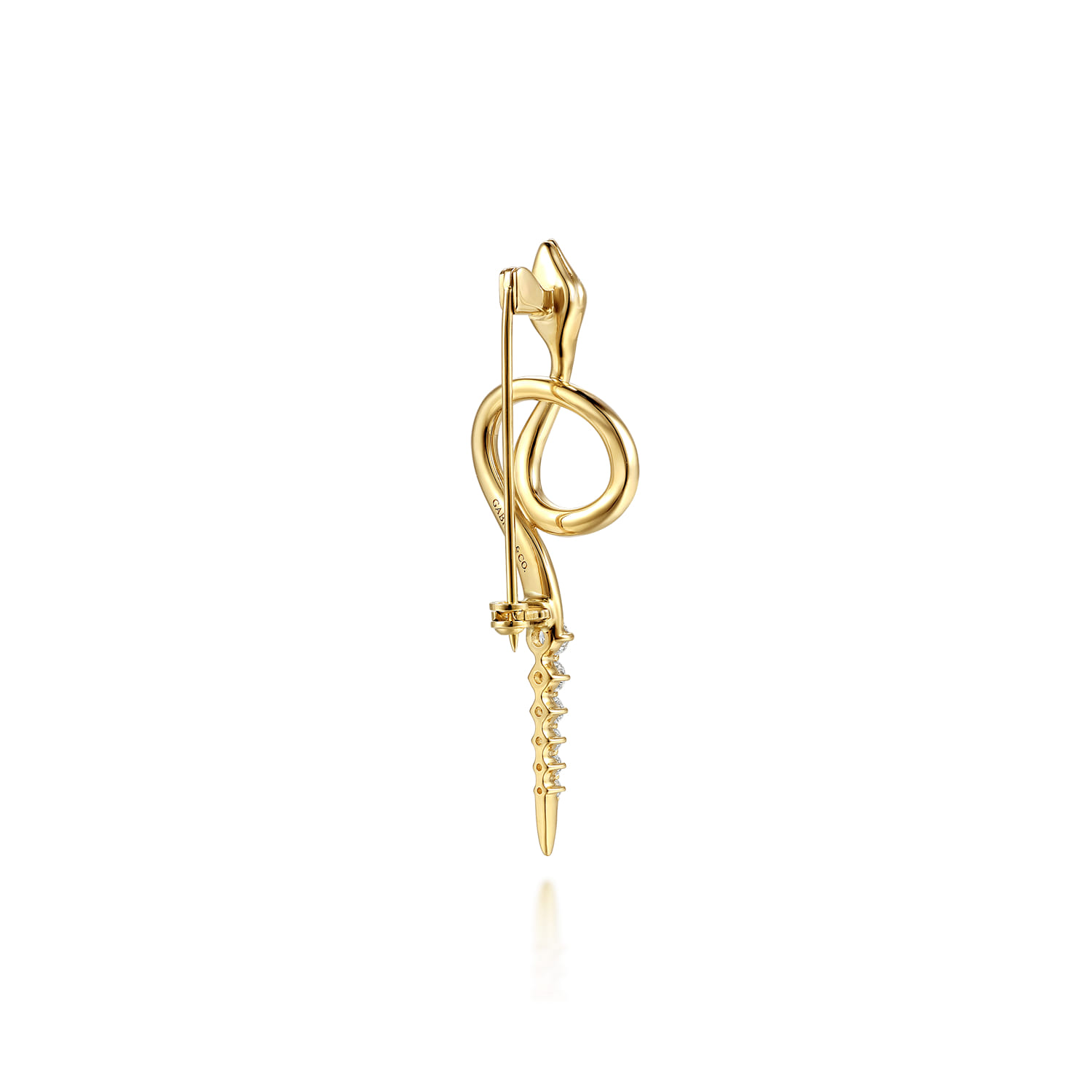 14K Yellow Gold Diamond Snake Pin - 0.25 ct - Shot 2
