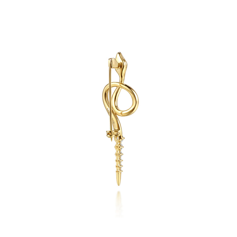 14K Yellow Gold Diamond Snake Pin - 0.25 ct - Shot 2