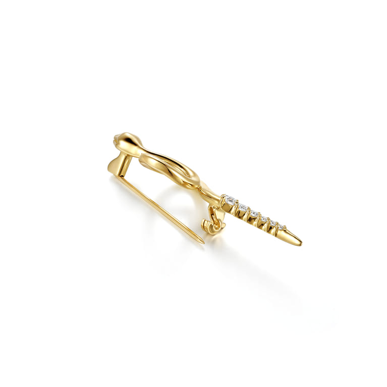 14K Yellow Gold Diamond Snake Pin - 0.25 ct - Shot 3
