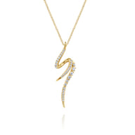 14K Yellow Gold Diamond Spike Bypass Drop Necklace