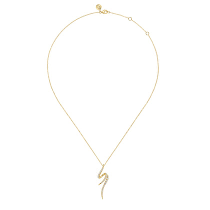 14K Yellow Gold Diamond Spike Bypass Drop Necklace
