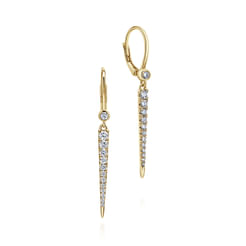 14K Yellow Gold Diamond Spike Drop Earrings