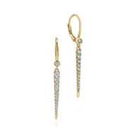 14K Yellow Gold Diamond Spike Drop Earrings