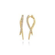 14K Yellow Gold Diamond Spike Drop Earrings