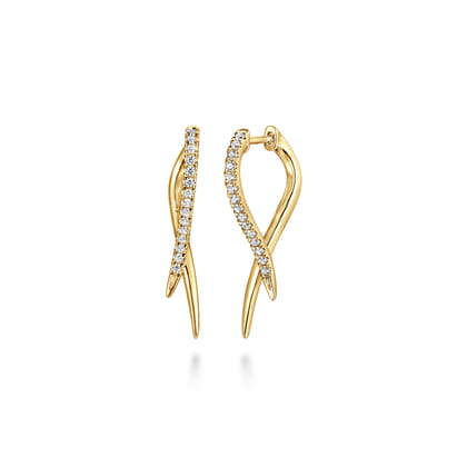 14K Yellow Gold Diamond Spike Drop Earrings