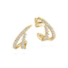 14K Yellow Gold Diamond Spike J Hoop Earrings - 0.58 ct